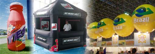 Publicidad con estructuras de formas hinchables