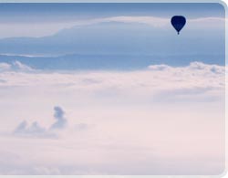 balloon flight over the clouds in Spain